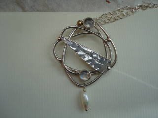silver, moonstone & pearl necklace